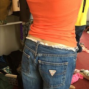 Brand new vintage jeans frayed waist